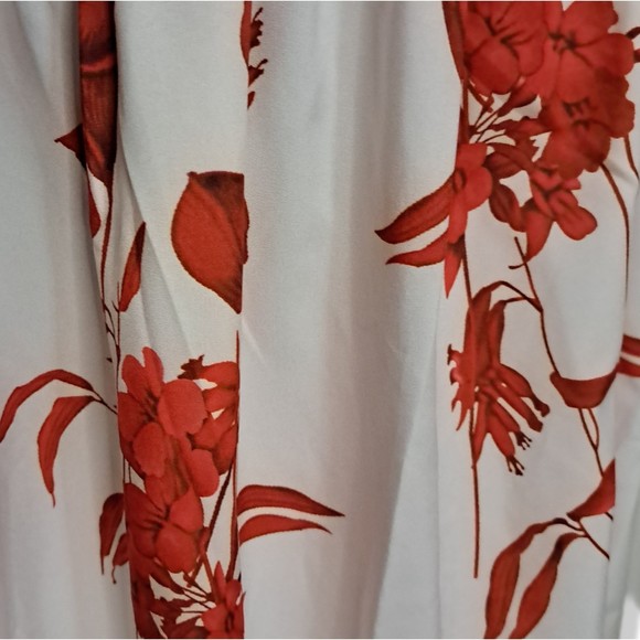 Asymmetrical One Shoulder Floral Red/White Maxi Dress Large - Picture 6 of 8